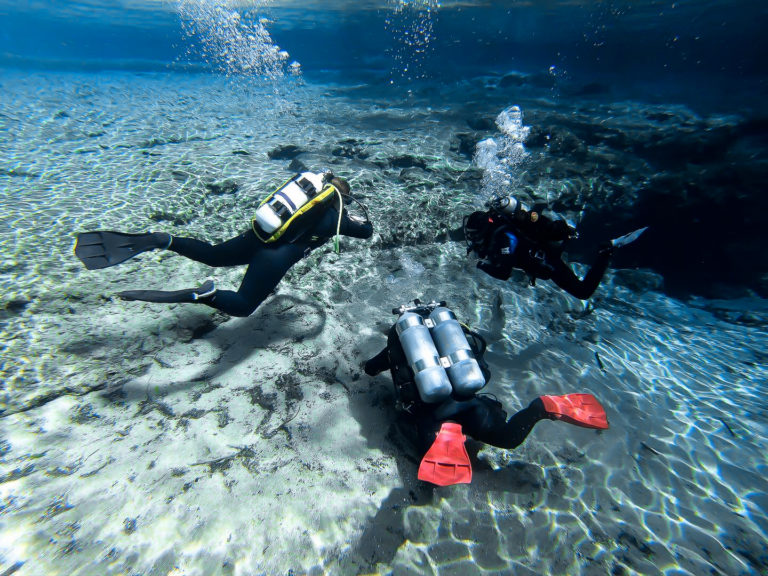 Family diving at Ginnie Springs